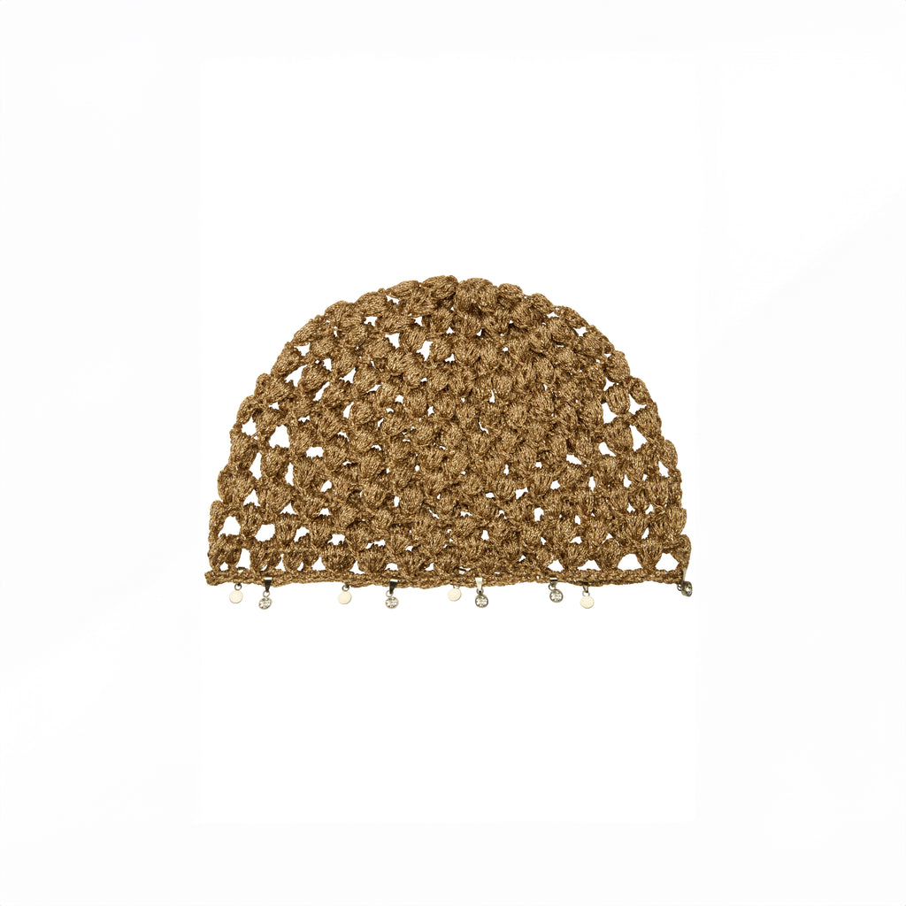 Embellished Crochet Hat - Bronze