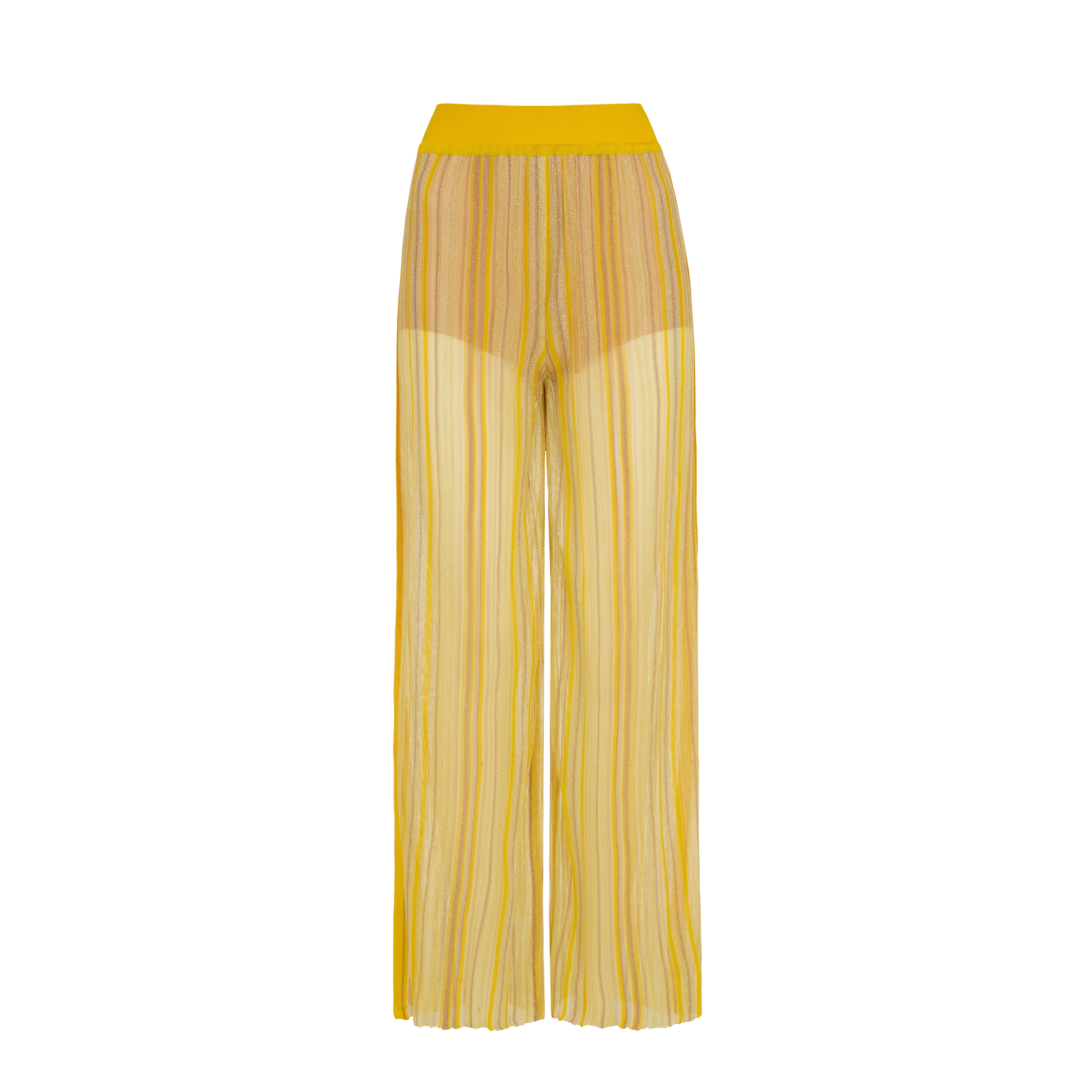 Alexis Pants Sunshine - Lurex Striped Pants with Slits | Kukhareva