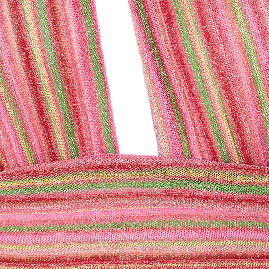 Close-up of pink and green striped fabric kukhareva london