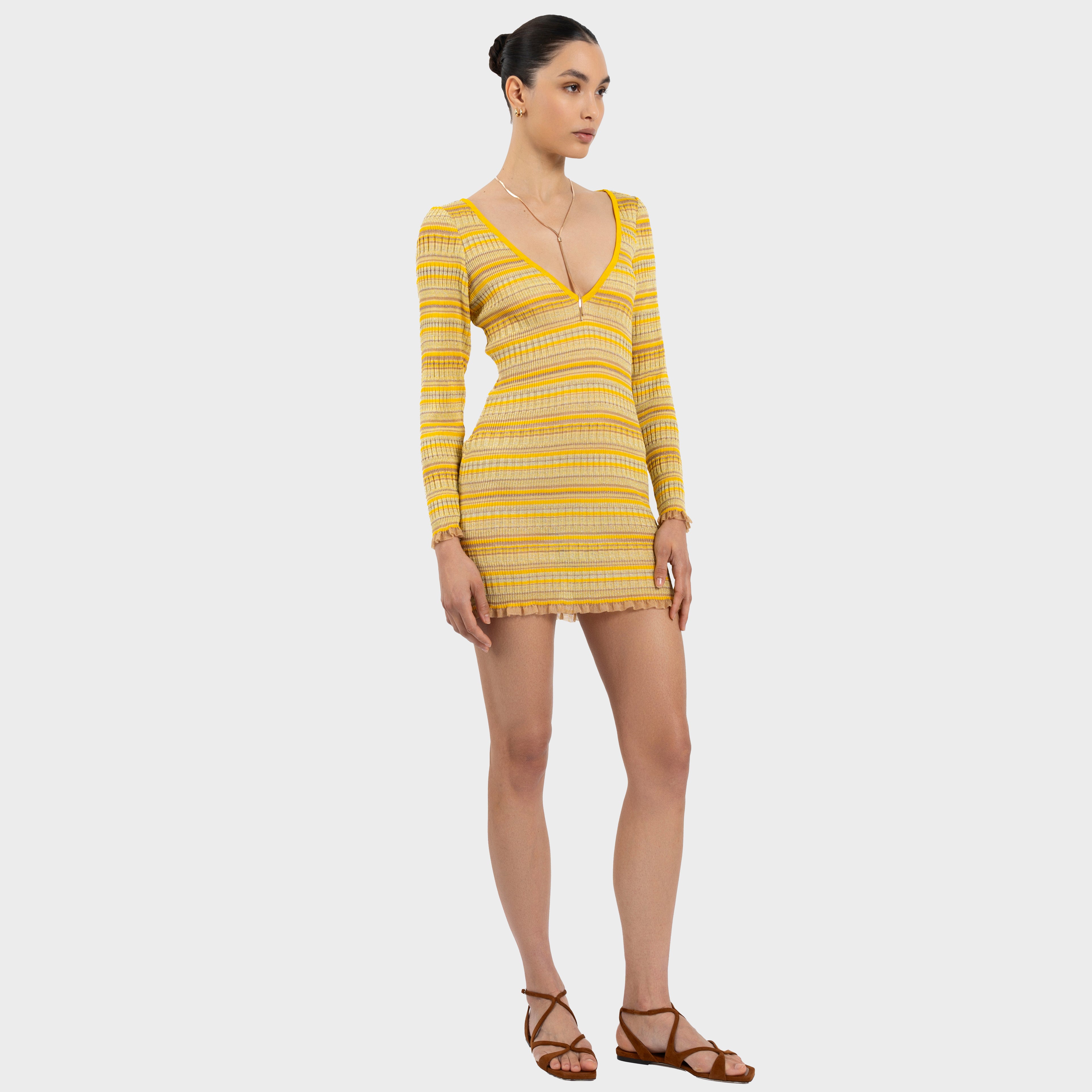 Mila Dress Sunshine Yellow - Ribbed Bodycon Mini Dress | Kukhareva London Mila Dress Sunshine Yellow - Ribbed Bodycon Mini Dress | Kukhareva London