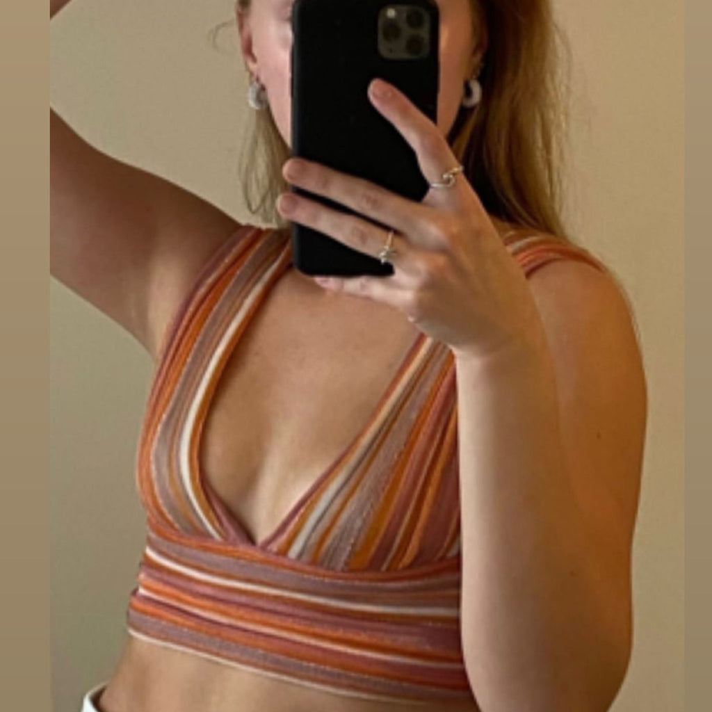 V Crop Top - Blush Pink