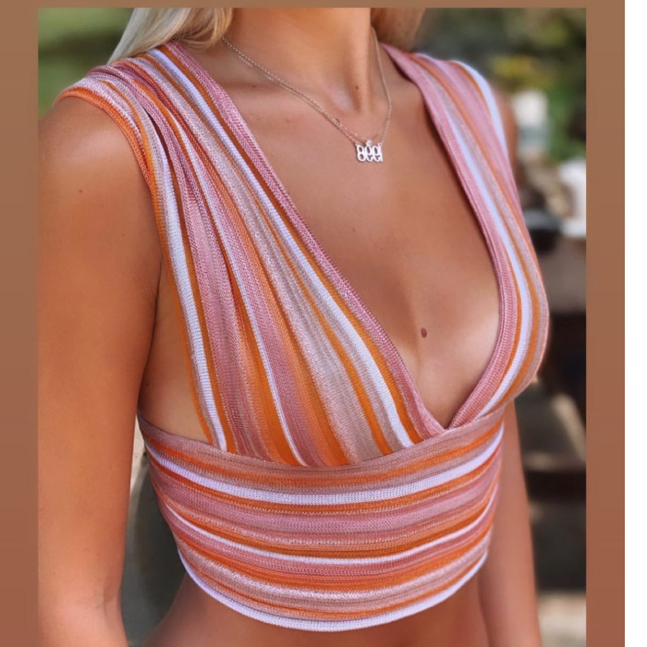 V Crop Top - Blush Pink