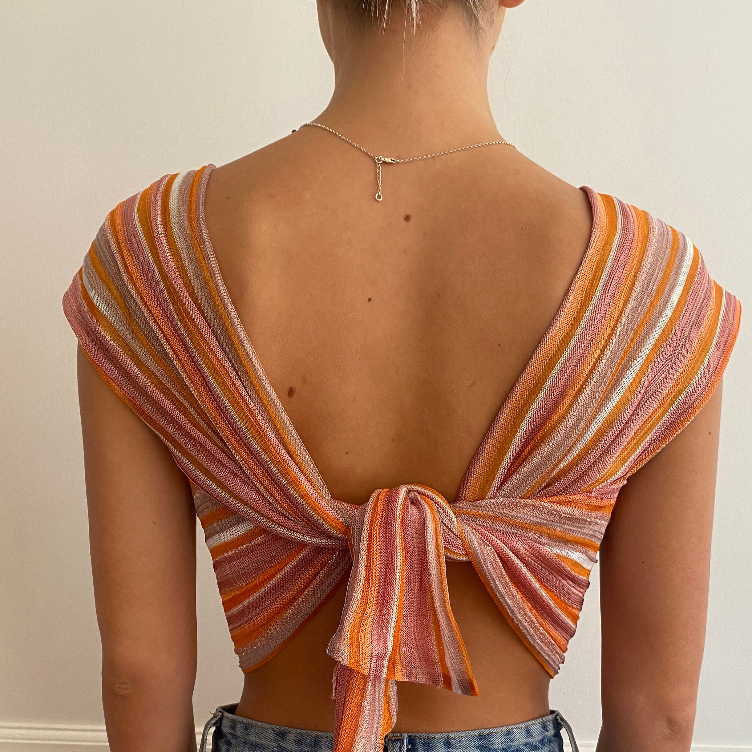 V Crop Top - Blush Pink