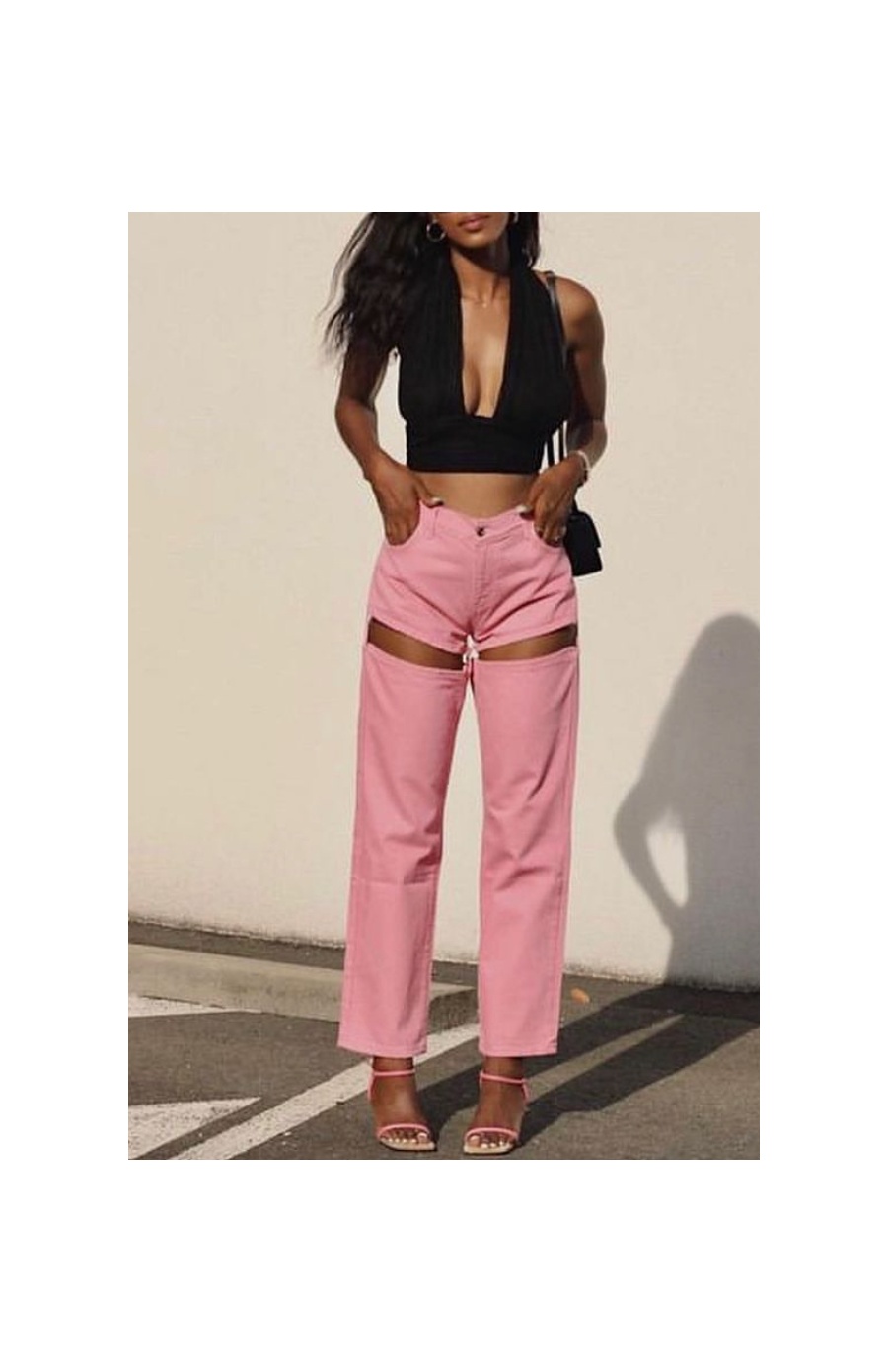 Buitenshuis Rouwen beu Kukhareva Elite Summer Pink Trendy Cutout Denim Jeans