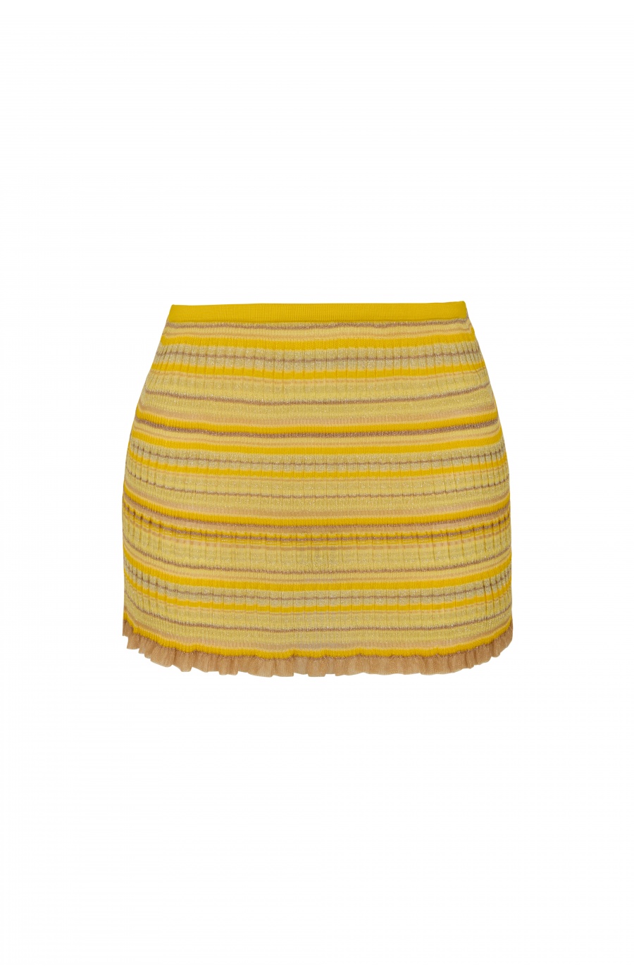 product shot, flat lay of Mila ribbed knit top in trending butter yellow color