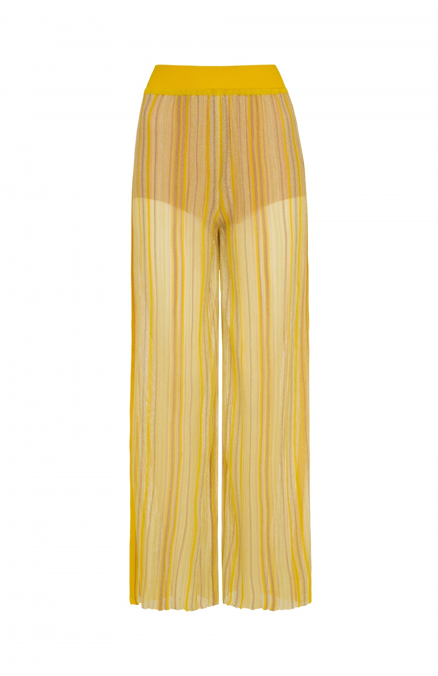 product shot of semi sheer Alexis Pants in shimmering lurex with short lining